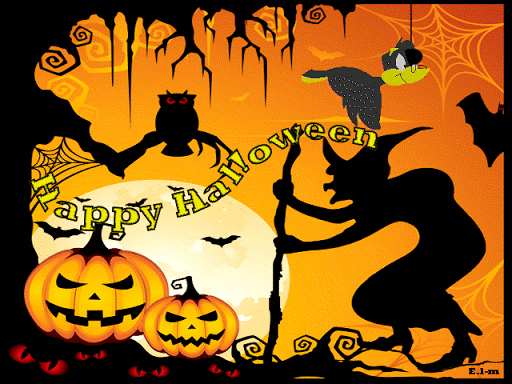 Czarownica, dynie i sowa szczęśliwego Halloween